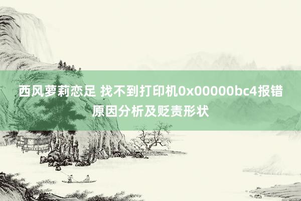 西风萝莉恋足 找不到打印机0x00000bc4报错原因分析及贬责形状