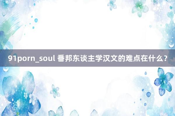 91porn_soul 番邦东谈主学汉文的难点在什么？